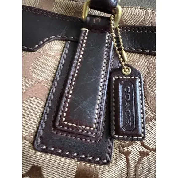 Vintage Coach Signature Jacquard Satchel in Brown/Tan - Picture 2 of 5